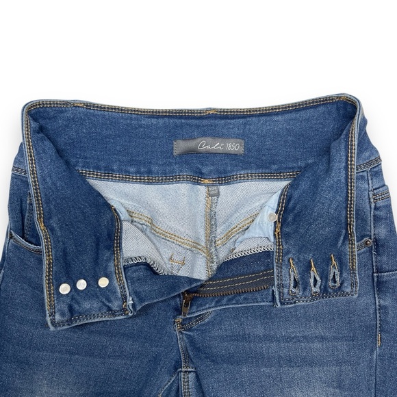 Cali 1850 Skinny Mid Rise Jeans Ankle Knit Denim Stretch Juniors Size 0/24 Blue - Picture 9 of 11